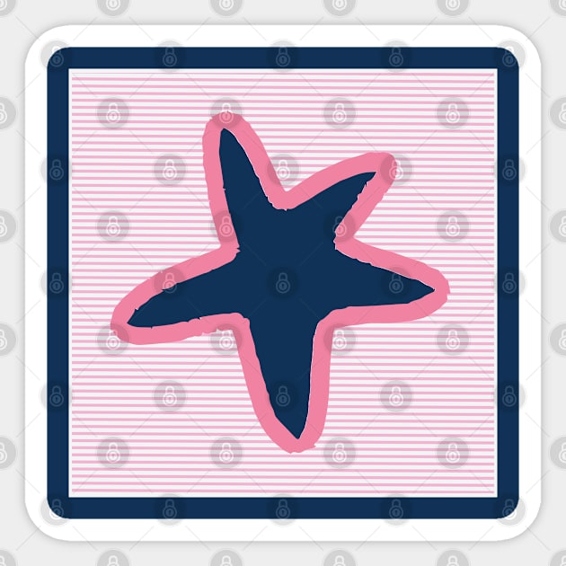 Starfish On Pinstripes Sticker by SharksOnShore